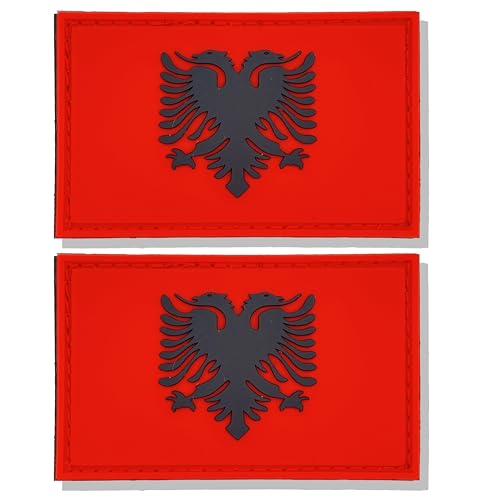 stidsds Albanien-Flaggenaufnäher, albanisches Militär, taktischer Aufnäher, Albanien-Flaggen, PVC, Klettverschluss, für Kleidung, Hut, Rucksäcke, Stolz, Dekorationen, 2 Stück stidsds Albanien-Flaggenaufnäher, albanisches Militär, taktischer Aufnäher, Albanien-Flaggen, PVC, Klettverschluss, für Kleidung, Hut, Rucksäcke, Stolz, Dekorationen, 2 Stück von stidsds