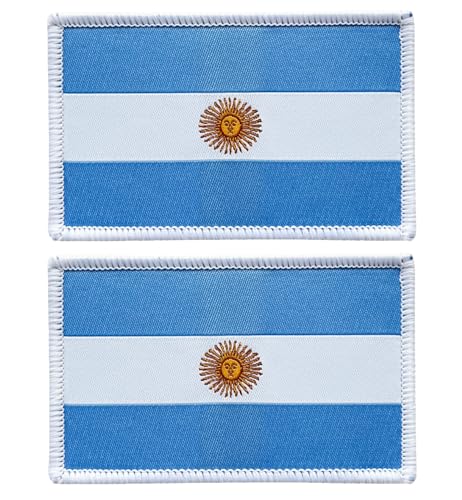 stidsds Argentinien-Flaggenaufnäher, Argentinien-Flaggen, bestickt, argentinische Flaggen, Militär-Flaggen, taktischer Klettverschluss für Kleidung, Hut, Rucksäcke, Stolz-Dekorationen, 2 Stück von stidsds