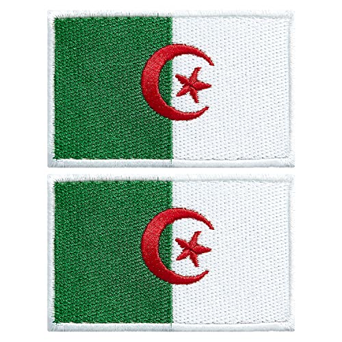 stidsds Aufnäher mit Algerien-Flagge, bestickt, algerische Flaggen, Militär, taktischer Aufnäher für Kleidung, Hut, Rucksäcke, Stolz, Dekorationen, 2 Stück von stidsds