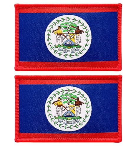 stidsds Belize-Flaggenaufnäher, bestickt, Belizer-Flaggen, Militär-Flaggen, taktischer Klettverschluss für Kleidung, Hüte, Rucksäcke, Stolz-Dekorationen, 2 Stück von stidsds
