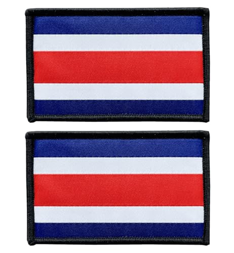 stidsds Costa Rica-Flaggenaufnäher, bestickte Aufnäher, Costa-Rica-Flaggen, Militär-Flaggen, taktischer Klettverschluss für Kleidung, Hut, Rucksäcke, Stolz-Dekorationen, 2 Stück von stidsds