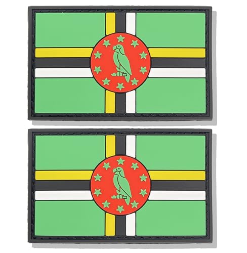 stidsds Dominica-Flaggenaufnäher, Dominikaner, Militär, taktischer Aufnäher, Dominica-Flaggen, PVC, Klettverschluss, für Kleidung, Hüte, Rucksäcke, Stolz, Dekorationen, 2 Stück von stidsds