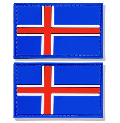 stidsds Island-Flaggenaufnäher, isländisches Militär, taktischer Aufnäher, Island-Flaggen, PVC, Klettverschluss für Kleidung, Hut, Rucksäcke, Stolz, Dekorationen, 2 Stück von stidsds