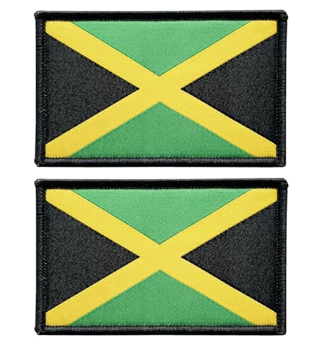 stidsds Jamaika-Flaggenaufnäher, bestickte Aufnäher, Jamaika-Flaggen, Militär-Flaggen, taktischer Klettverschluss für Kleidung, Hut, Rucksäcke, Stolz-Dekorationen, 2 Stück von stidsds