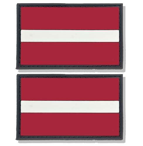 stidsds Lettland-Flaggenaufnäher, lettisches Militär, taktischer Aufnäher, Lettland-Flaggen, PVC, Klettverschluss, für Kleidung, Hüte, Rucksäcke, Stolz, Dekorationen, 2 Stück von stidsds