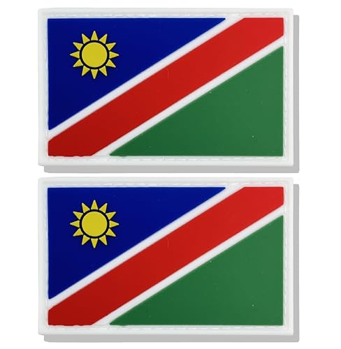 stidsds Namibia-Flaggenaufnäher, Namibia-Flagge, taktischer Aufnäher, Namibia-Flaggen, PVC, Klettverschluss, für Kleidung, Hut, Rucksäcke, Stolz, Dekorationen, 2 Stück von stidsds