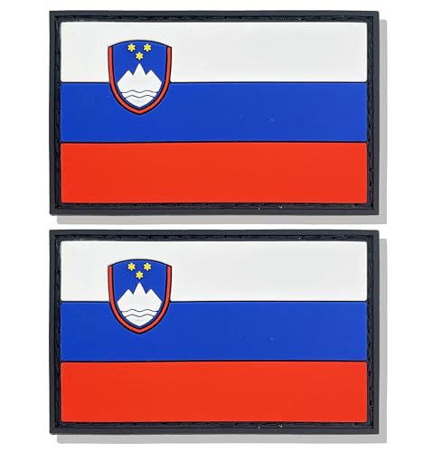 stidsds Slowenien-Flaggenaufnäher, slowenisches Militär, taktischer Aufnäher, Slowenien-Flaggen, PVC, Klettverschluss, für Kleidung, Hüte, Rucksäcke, Stolz, Dekorationen, 2 Stück von stidsds