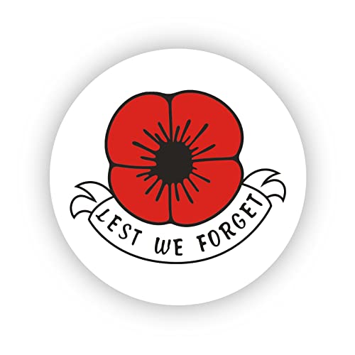 stika.co 240 Stück Papieretiketten "Lest We Forget Poppy", Armed Force Day, Remembrance Sunday, Armistice Day, War Heroes Armed Forces von stika.co