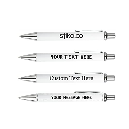 stika.co Individuell bedruckte Firmenstifte, Kugelschreiber, Metallic-Werbeaktion, personalisierte Stifte, Büro, Schule, Event mit Ihrem individuellen Text (Muster, weiß) von stika.co