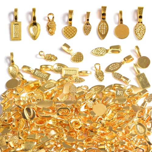 200 Stück Klebehaken für Schmuckherstellung, Halskettenanhänger und Zubehör für Bastelarbeiten (Gold) von stino