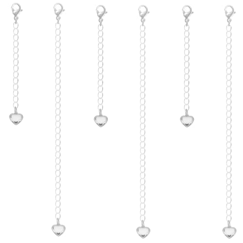 6 x silberfarbene Halskettenverlängerungen für Frauen, farbecht, hypoallergen, Armbandkettenverlängerungs-Set, Verlängerungen, 5,1 cm, 10,2 cm (Sterlingsilber plattiert (6 Stück)) von stino