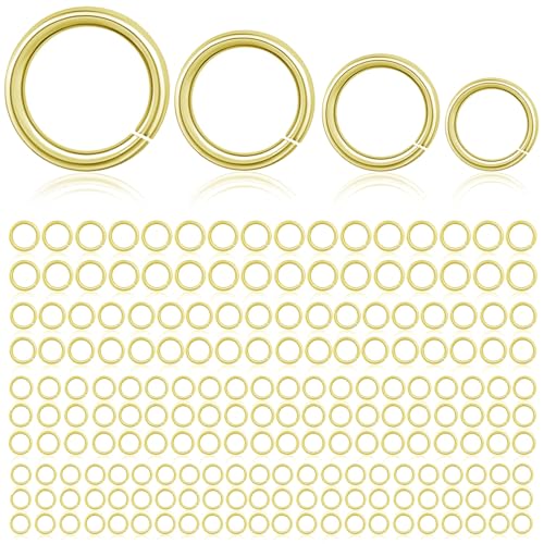 Binderinge aus 14 Karat Gold für Schmuckherstellung, 4 mm, 5 mm, 6 mm, 7 mm, für Ohrringe, Armbänder, Halsketten, Zubehör (14 Karat vergoldet), 300 Stück von stino