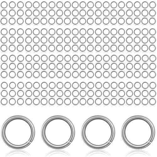 Binderinge aus Edelstahl, kein Anlaufen, für Schmuckherstellung, 2000 Stück, 4 Größen 4–7 mm, Stärke 20 Gauge, Silber (5 mm) von stino