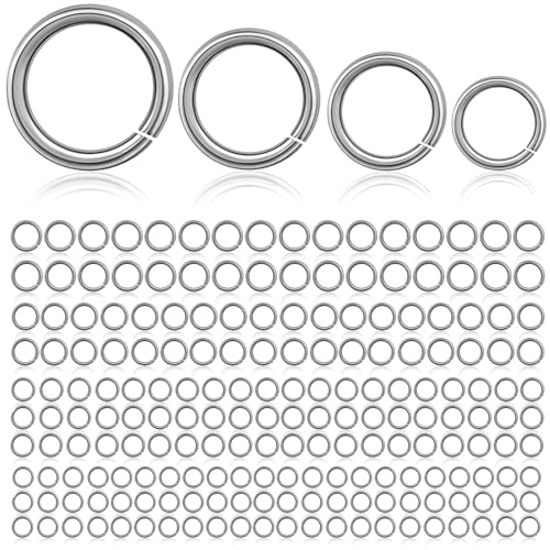 Binderinge aus Edelstahl für Schmuckherstellung, 4 mm, 5 mm, 6 mm, 7 mm, für Ohrringe, Armbänder, Halsketten und Zubehör (18 Karat vergoldet) (Edelstahl) 300 Stück von stino