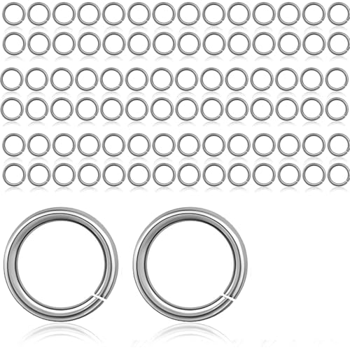 Edelstahl-Binderinge zur Schmuckherstellung, 2000 Stück, 4 Größen, 4–7 mm, Stärke 20 Gauge, Silber (8 mm) von stino