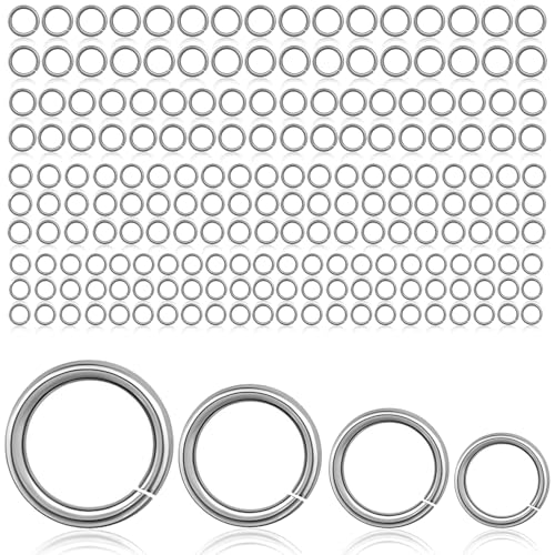 Edelstahl-Binderinge zur Schmuckherstellung, 2000 Stück, 4 Größen, 4–7 mm, Stärke 20 Gauge, Silber (gemischte Größe) von stino