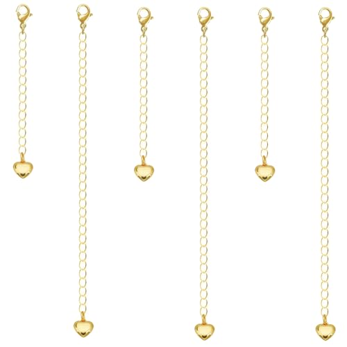 Halskettenverlängerungen für Damen, 14 Karat Gold, farbecht, hypoallergen, Armbandkettenverlängerungs-Set, Verlängerungen, 5,1 cm, 10,2 cm (14 Karat vergoldet, 6 Stück) von stino