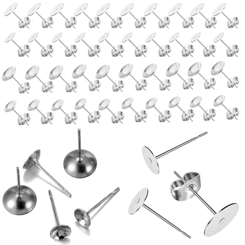 Ohrringherstellungszubehör-Set, 800 Stück Edelstahlpfosten und -verschlüsse, hypoallergene flache und Kugelkopf-Ohrstecker mit Schmetterlingsverschlüssen Ohrringherstellungszubehör-Set, 800 Stück Edelstahlpfosten und -verschlüsse, hypoallergene flache und Kugelkopf-Ohrstecker mit Schmetterlingsverschlüssen von stino