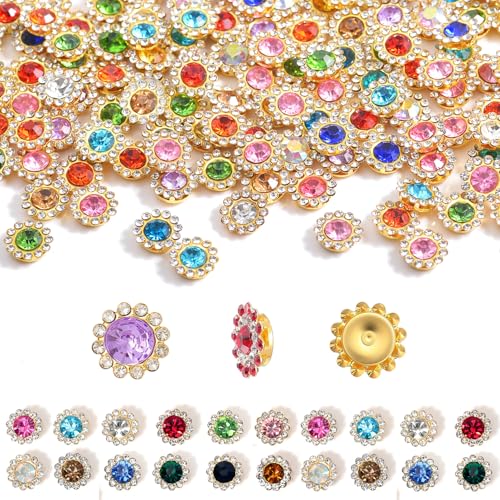 Strasssteine zum Aufnähen, 8 mm, flache Rückseite, Kristallblumen, Bedazzling auf Kleidung, Schuhen, Hüten, Taschen und Nähzubehör, 8 mm, goldfarben, 500 Stück Strasssteine zum Aufnähen, 8 mm, flache Rückseite, Kristallblumen, Bedazzling auf Kleidung, Schuhen, Hüten, Taschen und Nähzubehör, 8 mm, goldfarben, 500 Stück von stino