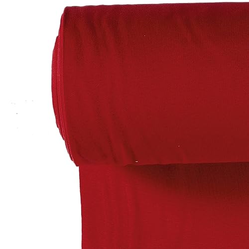 Bündchenstoff Meterware | Uni Jersey | Oeko-Tex Schlauchware glatt 70 cm breit | 38 Farben 0,5m (rot) von stoffmarkt reste truhe