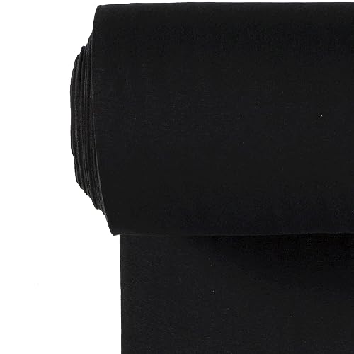 Bündchenstoff Meterware | Uni Jersey | Oeko-Tex Schlauchware glatt 70 cm breit | 38 Farben 0,5m (schwarz) von stoffmarkt reste truhe