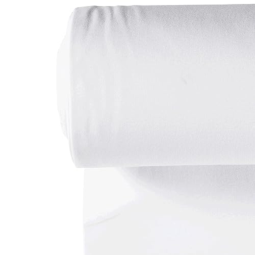Bündchenstoff Meterware | Uni Jersey | Oeko-Tex Schlauchware glatt 70 cm breit | 38 Farben 0,5m (weiß) von stoffmarkt reste truhe