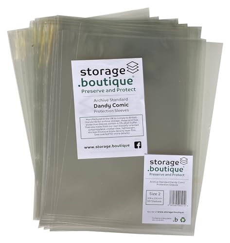 storage.boutique Dandy Comic Protection Sleeves, Archive Standard (30.5 x 22.9 cm Size, 230 x 308mm, 50 Sleeves) von storage.boutique