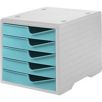 styro Schubladenbox styroswingbox  aqua 275-8430.5281, DIN C4 mit 5 Schubladen von styro