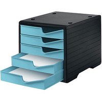 styro Schubladenbox styroswingbox  aqua 275-8430.5294, DIN A4 mit 5 Schubladen von styro