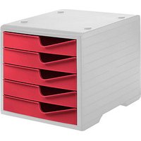 styro Schubladenbox styroswingbox  cranberry 275-8430.2281, DIN C4 mit 5 Schubladen von styro