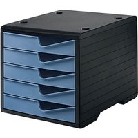 styro Schubladenbox styroswingbox  taupenblau 275-8430.3691, DIN C4 mit 5 Schubladen von styro