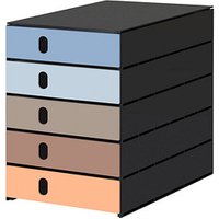 styro Schubladenbox styroval pro Emotions Beach  blau, braun, orange 14-8000.BE, DIN C4 mit 5 Schubladen von styro