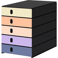 styro Schubladenbox styroval pro Emotions Sonnenaufgang  gelb, orange, rosa, lila 14-8000.SO, DIN C4 mit 5 Schubladen von styro