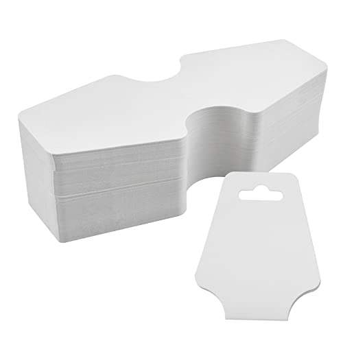 suaywo 100 Stk Weiß Halskette Display Kraftpapier Schmuck Display Hängekarten Kraftpapier Schmuck Hängende Karten, für Ohrringe, Haarband, Schmuck von suaywo