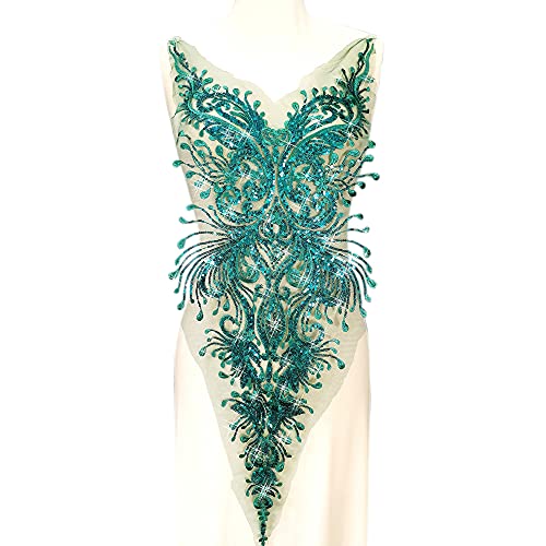 Französische und afrikanische nigerianische Spitzen-Aufnäher, Pailletten, Stylisten, Stoffapplikationen, Couture für Couture, Abschlussball-Kostüme, Mieder, Anzüge Design (grün, A-27,9 x 78,7 cm) Französische und afrikanische nigerianische Spitzen-Aufnäher, Pailletten, Stylisten, Stoffapplikationen, Couture für Couture, Abschlussball-Kostüme, Mieder, Anzüge Design (grün, A-27,9 x 78,7 cm) von succi shan