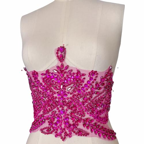 Handgefertigte Perlen Taille Dekoration Patches Abnehmbare Strass Applikationen für Kleidung Gürtel DIY Kostüm Zubehör (Rose Red) von succi shan