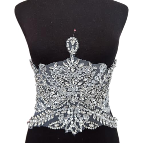 Handgefertigte Perlen Taille Dekoration Patches Abnehmbare Strass Applikationen für Kleidung Gürtel DIY Kostüm Zubehör (Weiß) von succi shan