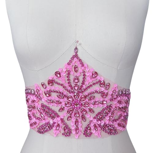 Handgefertigte Strass-Applikation, Brautzubehör, Steine, Kristallgürtel, Hochzeitskleid, Schärpe, DIY Taillenzubehör (Rosa) von succi shan