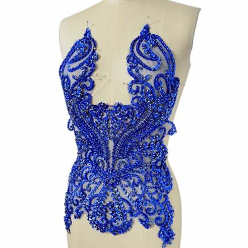 Strass-Applikation, handgefertigt, glitzernde Kristalle, Mieder, Diamant-Patch für Ballkleider, Hochzeitskleid (blau) von succi shan