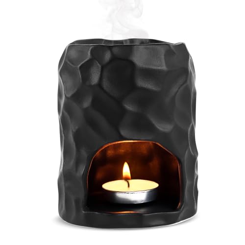 sudatong | Keramische duftlampe teelicht für ätherische Öle | minimalistisches Duftlicht | Aromalampe | hochwertige Duftlampe Teelicht | Öl- und Wachsdiffusor | duftöl Lampe.(Matt Schwarz) von sudatong