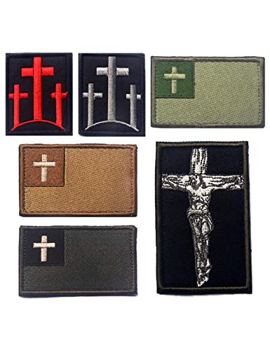 Aufnäher mit 3 Kreuzen, christlich, katholisch, taktischer Aufnäher, USA, Infidel, Armee, schwarze Ops, Swat, Jesus, christlicher Glaube, gesegnetes Kruzifix-Symbol, bestickt, Abzeichen (001) von sufe