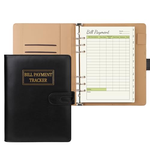 suituts Rechnungszahlungs-Tracker-Notizbuch, monatlicher Rechnungs-Organizer mit Taschen und Tabs, Rechnungs-Tracker mit 6-Ringbuch im A5-Format für Senioren, Heimbüro von suituts