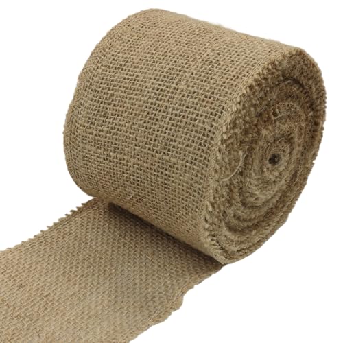 suiwotin 10,2 cm breite natürliche Jute-Stoffrolle, 9,1 m langes Juteband für Geschenkverpackungen, Hochzeitsdekorationen, rustikales Handwerk, Kränze und Heimdekoration (10 cm breit) von suiwotin