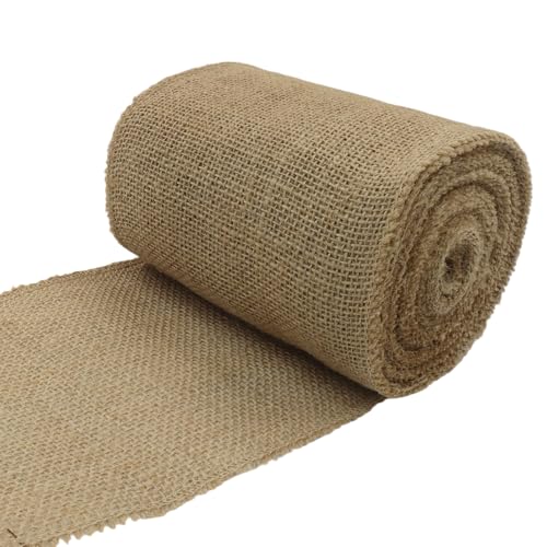 suiwotin 15,2 cm breite natürliche Jute-Stoffrolle – 9,1 m Juteband für Geschenkverpackungen, Hochzeitsdekorationen, rustikales Handwerk, Kränze und Heimdekoration (15 cm breit) von suiwotin