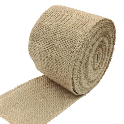 suiwotin 7,6 cm breite natürliche Jute-Stoffrolle – 9,1 m Juteband für Geschenkverpackungen, Hochzeitsdekorationen, rustikales Handwerk, Kränze und Heimdekoration (8 cm breit) von suiwotin