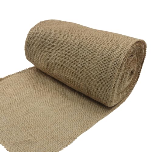 suiwotin Natürliche Jute-Stoffrolle, 20,3 cm breit, 9,1 m langes Juteband für Geschenkverpackungen, Hochzeitsdekorationen, rustikales Handwerk, Kränze und Heimdekoration (20 cm breit) von suiwotin