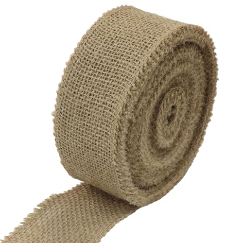 suiwotin Natürliche Jute-Stoffrolle, 5,1 cm breit, 9,1 m langes Juteband für Geschenkverpackungen, Hochzeitsdekorationen, rustikales Handwerk, Kränze und Heimdekoration (5 cm breit) von suiwotin