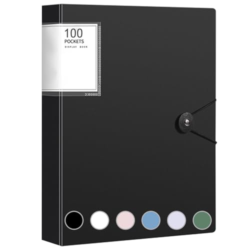 A4 Sichtbuch A4 mit Klarsichthüllen, 100 Taschen Mappe mit Klarsichthüllen A4, Ordner mit Folien Projektordner für Broschüren Berichte Zertifikate Schulordner (Schwarz) von sukevitor