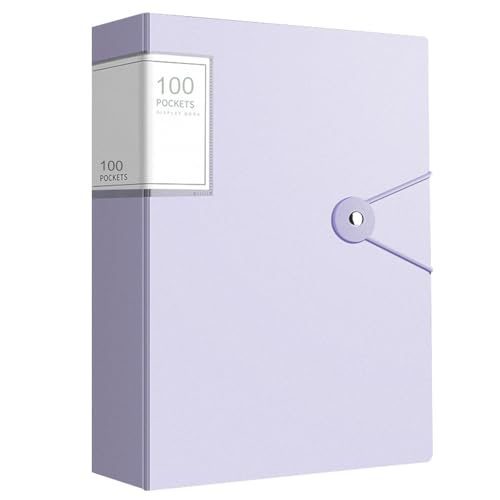 A4 Sichtbuch mit Klarsichthüllen, 100 Taschen Mappe mit Klarsichthüllen A4 Kunstpräsentationsbuch für Einzelpersonen, Schule & Büros (Lila) von sukevitor