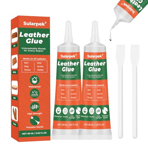 Sularpek Leder Kleber, 2 * 60 ML Lederkleber Extra Stark, Transparenter Kunstleder Kleber, Wasserfest Kleber Leder für Pu-Leder,Jacken,Geldbörsen, Gürtelund Schuhe, Lederrestaurierung und Verklebung Sularpek Leder Kleber, 2 * 60 ML Lederkleber Extra Stark, Transparenter Kunstleder Kleber, Wasserfest Kleber Leder für Pu-Leder,Jacken,Geldbörsen, Gürtelund Schuhe, Lederrestaurierung und Verklebung von sularpek